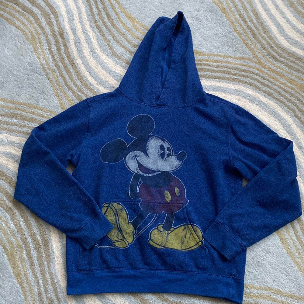 Blue Heather Lightweight Vintage Mickey Mouse Disney World Hoodie Sweatshirt M